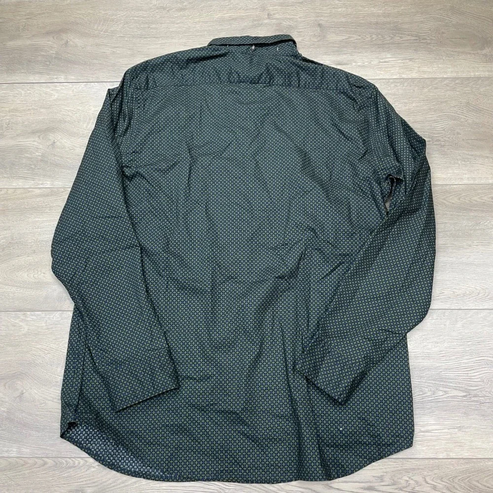 Banana Republic Button Down Shirt Mens XL Tall Green Geometric Untucked Fit NWT